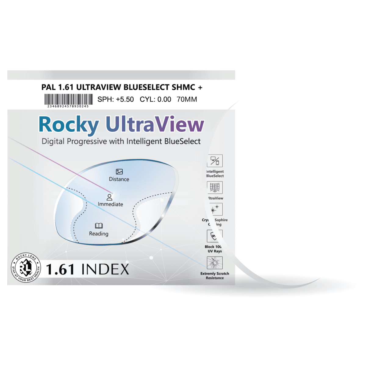 Tròng Kính Đa tròng Rocky Chiết Suất 1.61 Ultraview