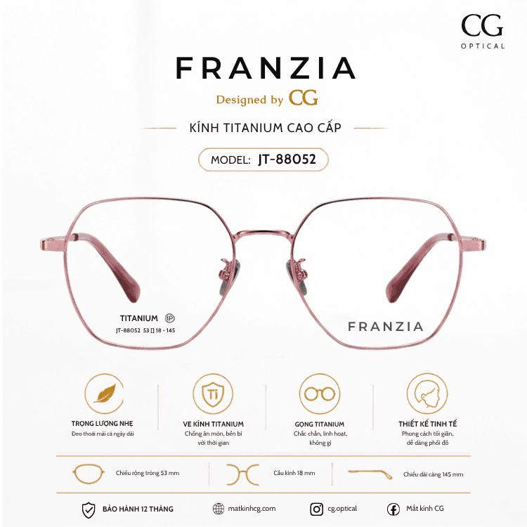 FRANZIA - Gọng kính Titanium - Nữ Thời Trang Mã JT_88052