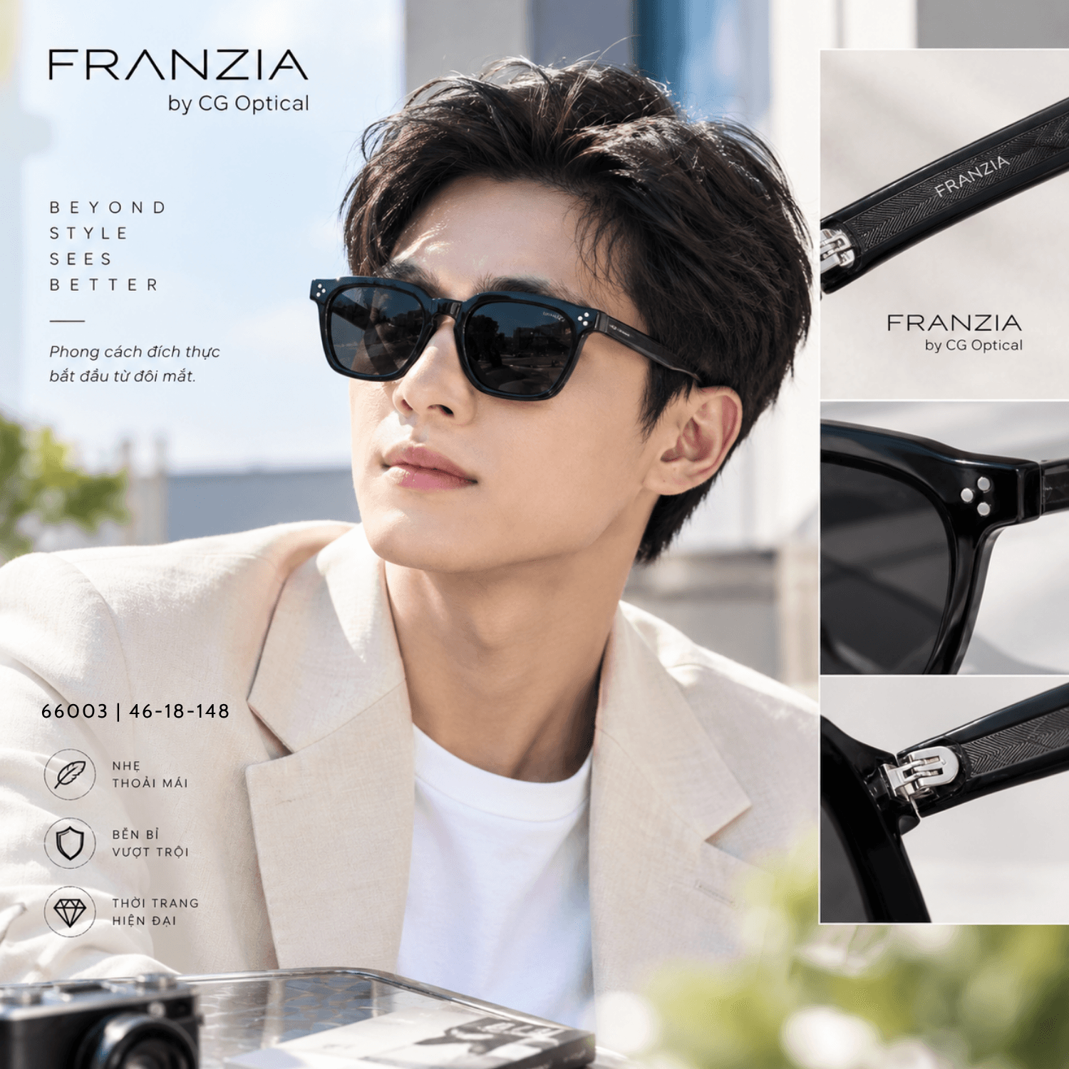 Kính Mát FRANZIA Acetate Handmade Cao Cấp - Mã Gọng 66003