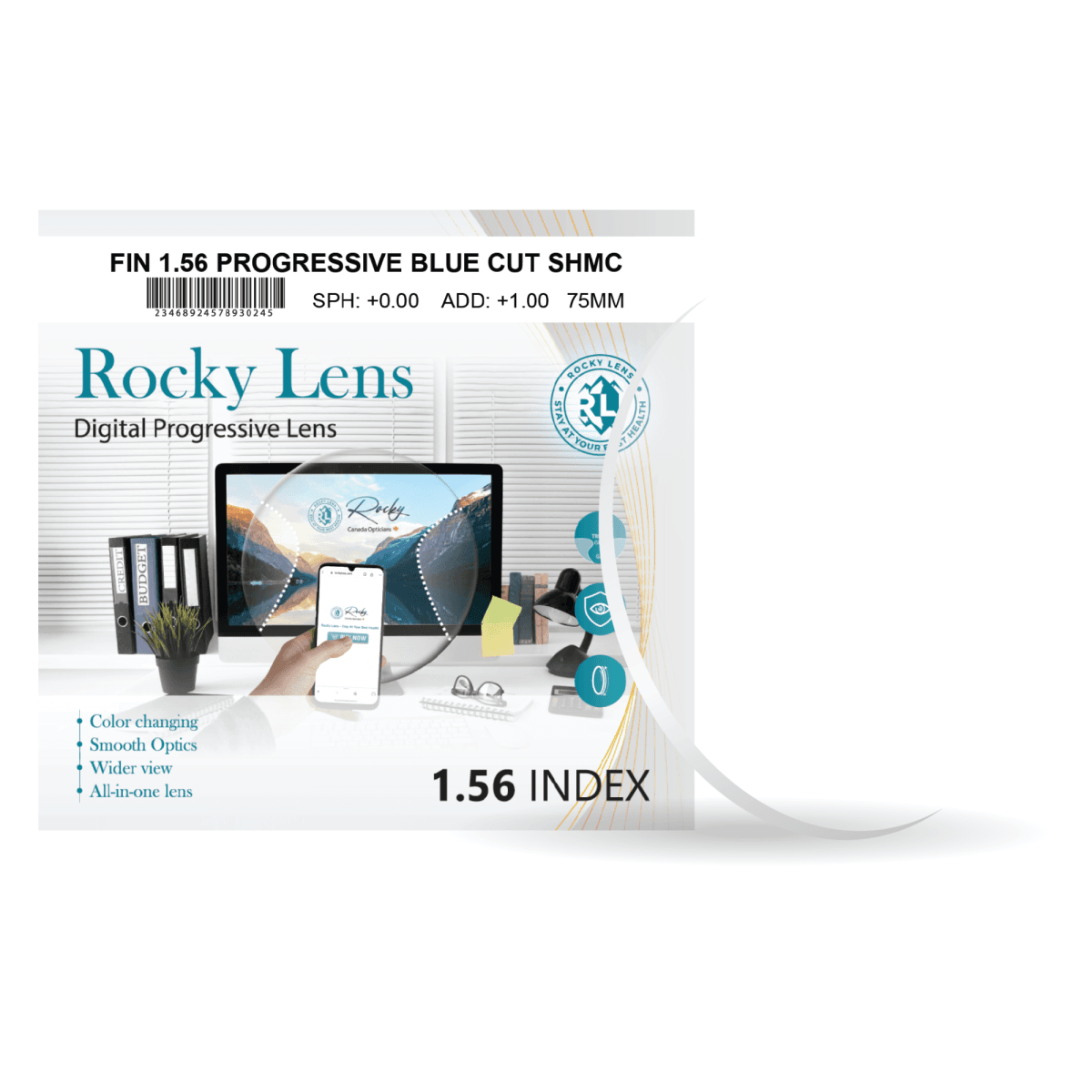 Tròng Kính Đa Tròng Rocky Chiết Suất 1.56 Đa Tròng Chống ASX