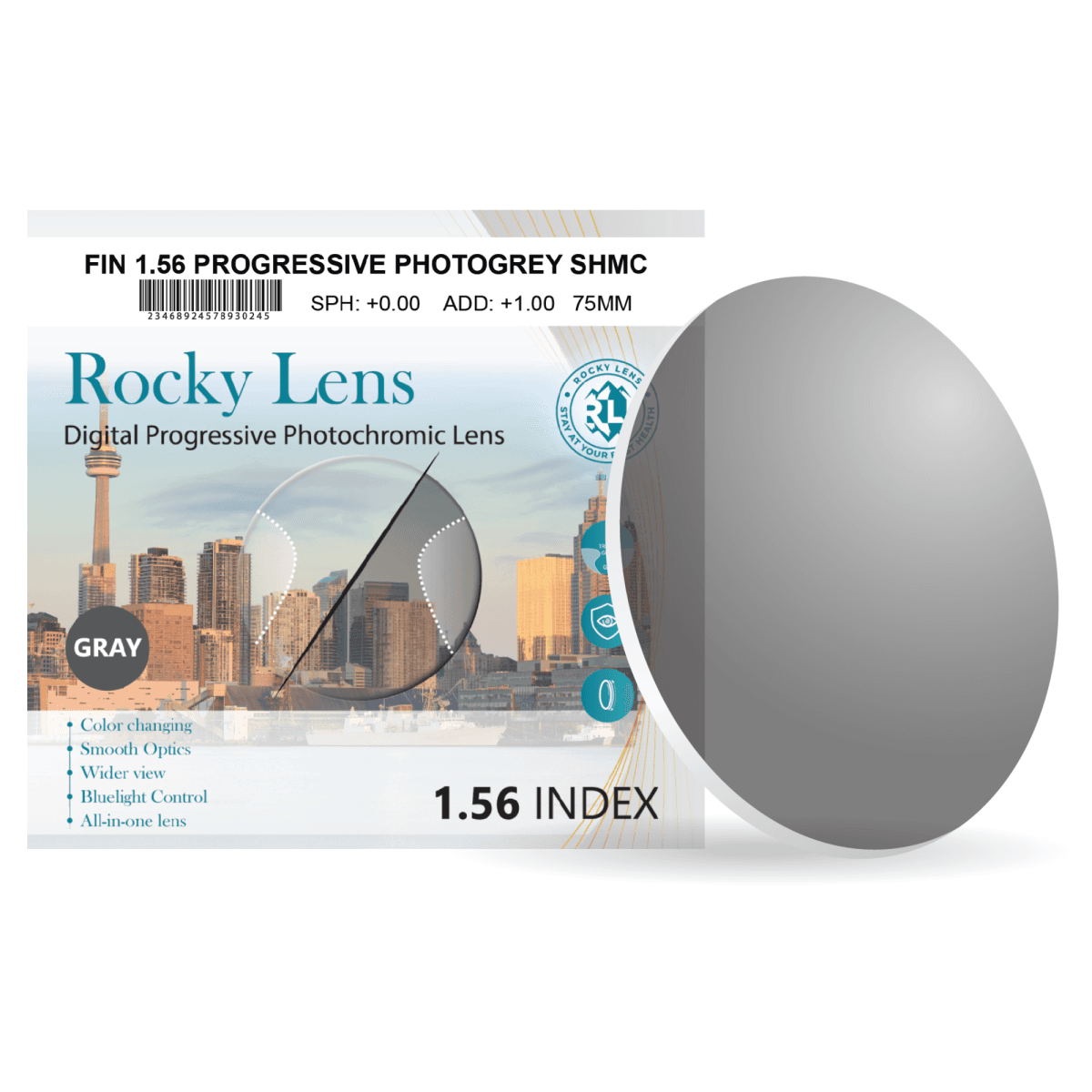 Tròng Kính Đa Tròng Rocky Chiết Suất 1.56 SHMC Đổi Màu Lọc ASX