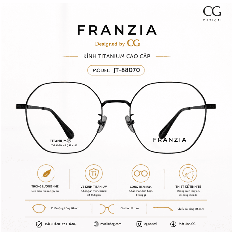 FRANZIA - Gọng kính Titanium - Nữ Thời Trang Mã JT_88070