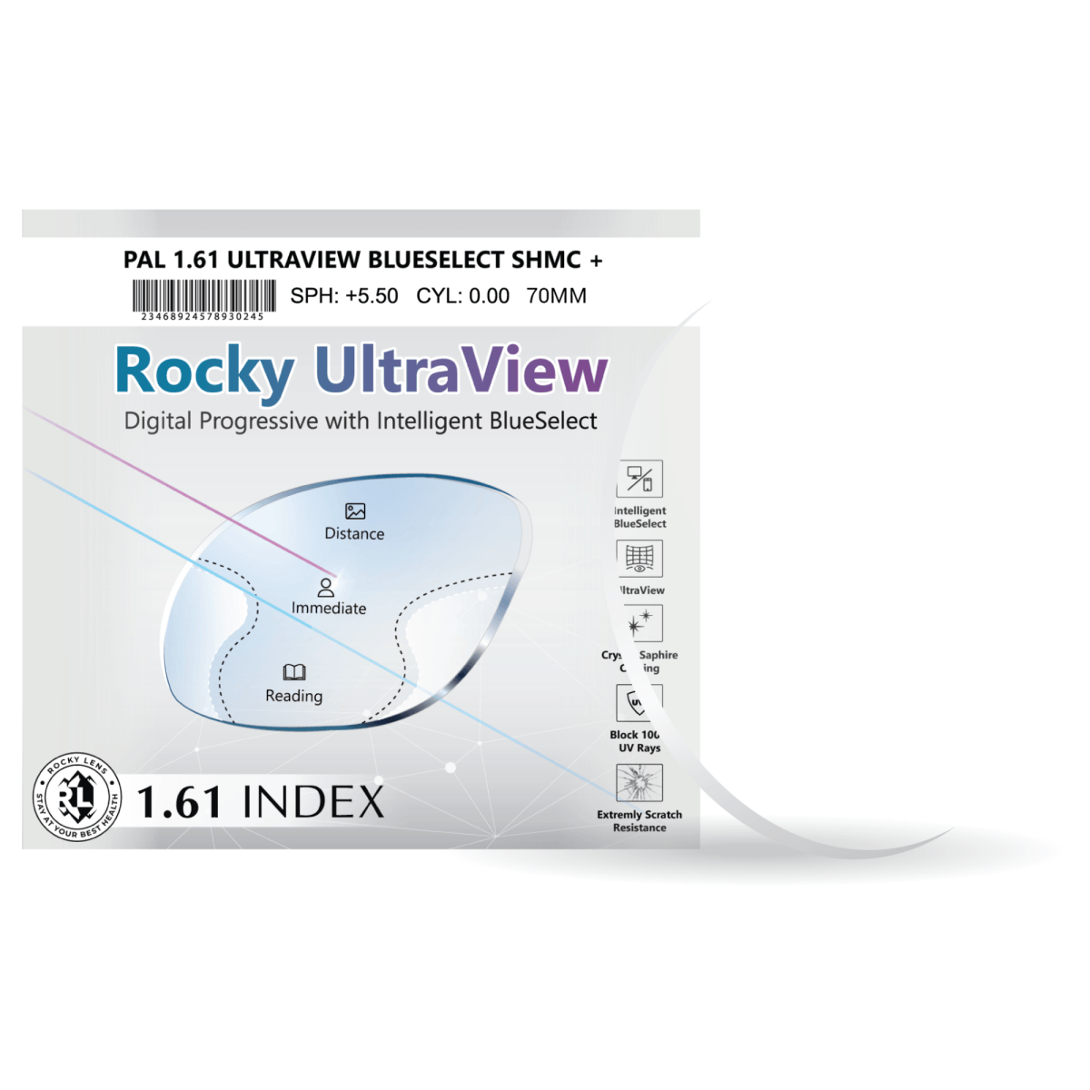 Tròng Kính Đa tròng Rocky Chiết Suất 1.61 Ultraview - 1
