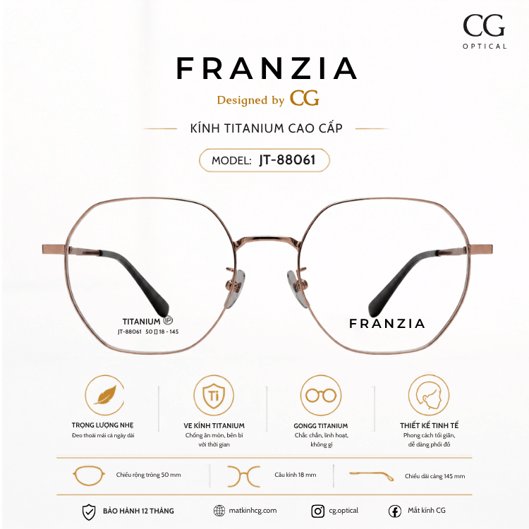 FRANZIA - Gọng kính Titanium - Thời Trang Mã JT_88061 - 1