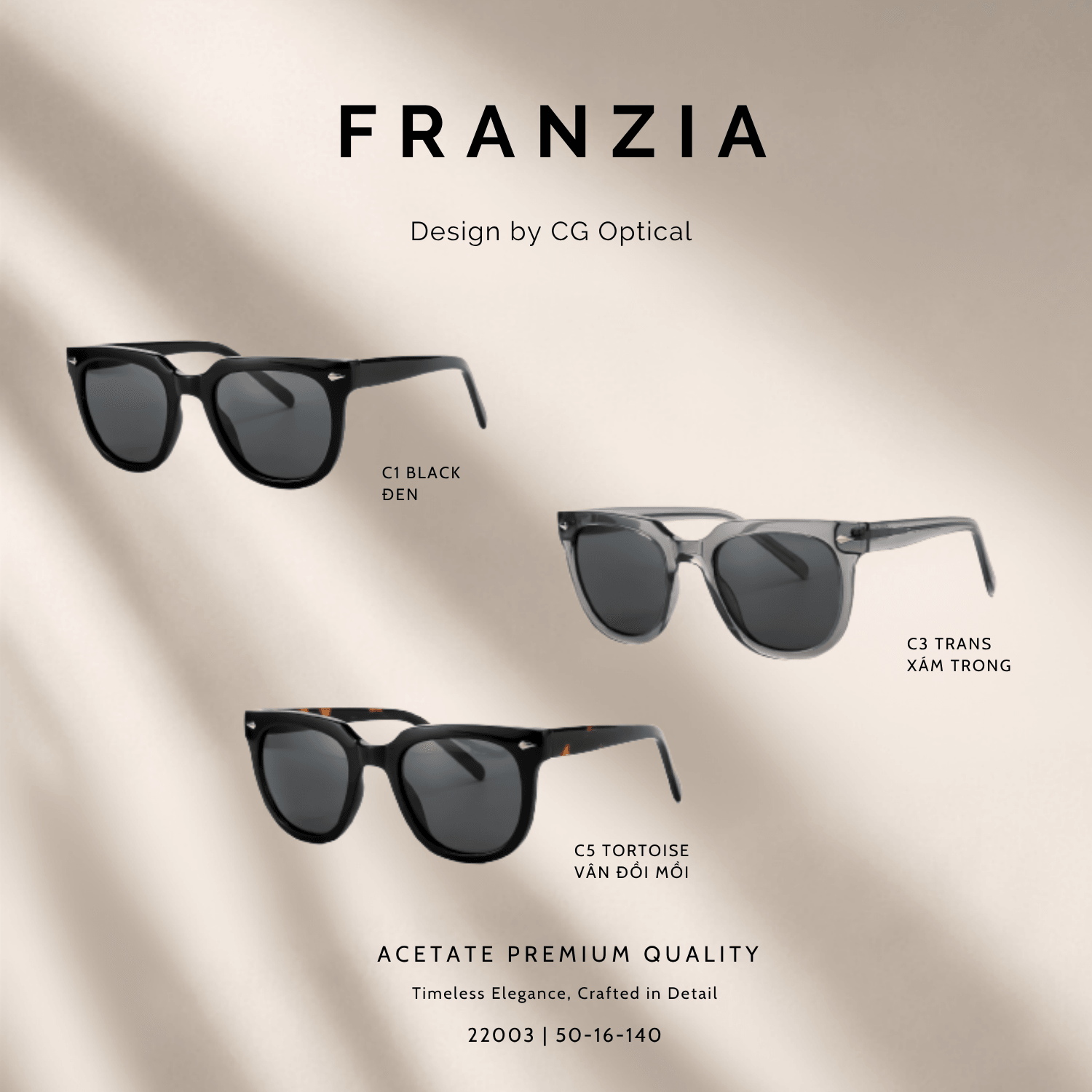 Kính Mát FRANZIA Acetate Handmade Cao Cấp - Mã Gọng 22003 - 2