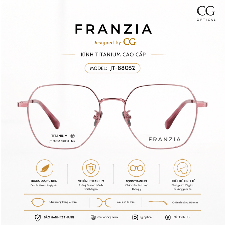 FRANZIA - Gọng kính Titanium - Nữ Thời Trang Mã JT_88052 - 1
