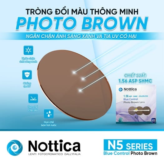 Tròng Kính Nottica 1.56 ASP Đổi Màu Trà - Chống Ánh Sáng Xanh N5 Jelly Series - 3