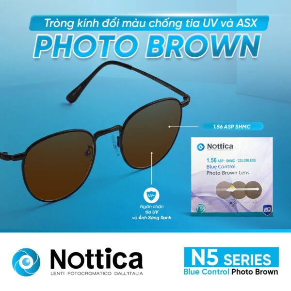 Tròng Kính Nottica 1.56 ASP Đổi Màu Trà - Chống Ánh Sáng Xanh N5 Jelly Series - 4