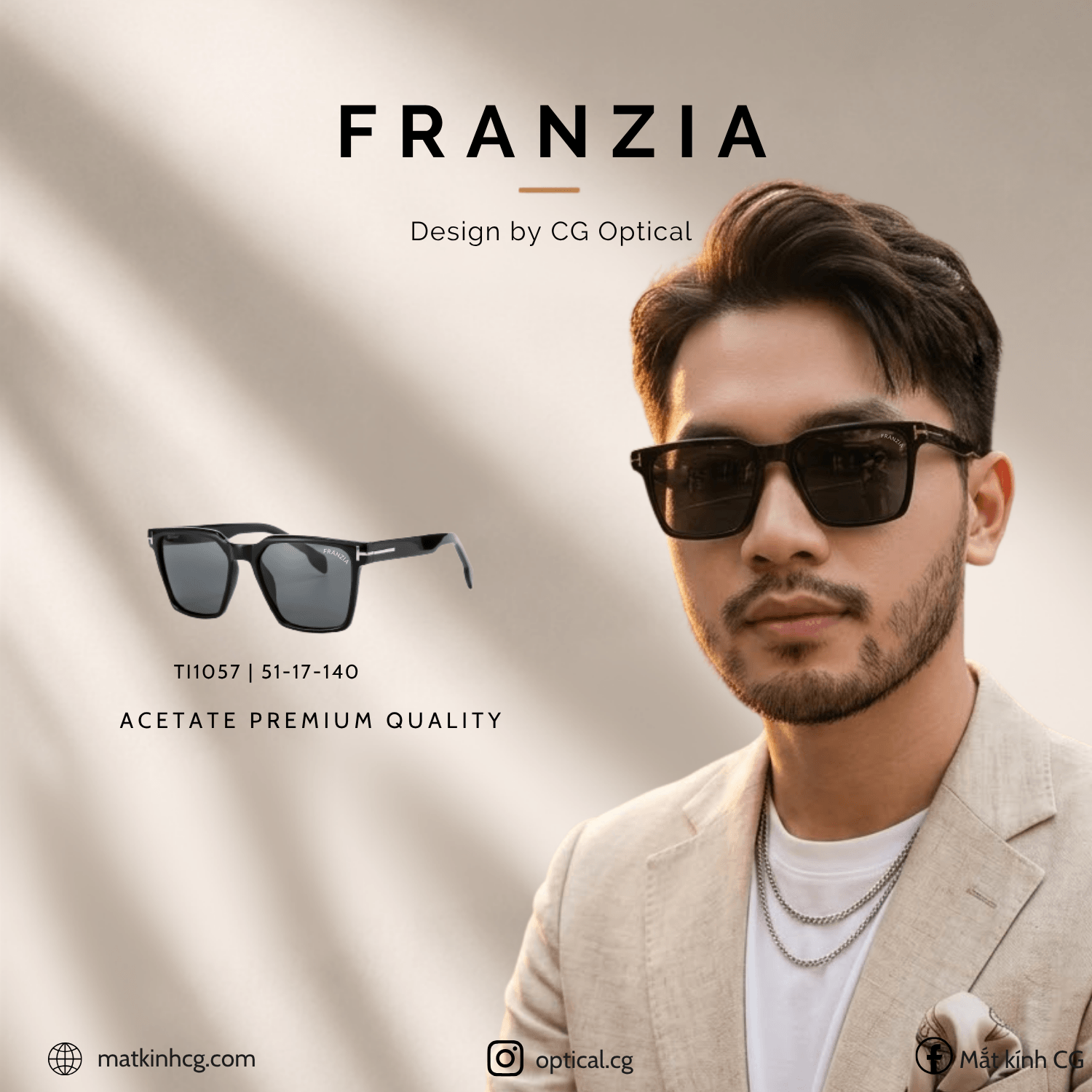 Kính Mát FRANZIA Acetate Handmade Cao Cấp - Mã Gọng TI1057 - 1