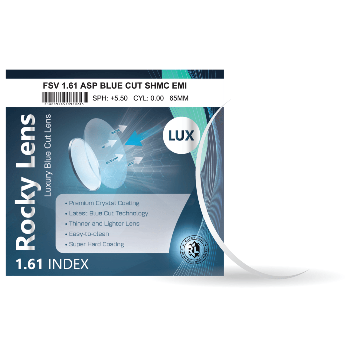 Tròng Kính Rocky 1.61 Chống ASX BlueCut - 1