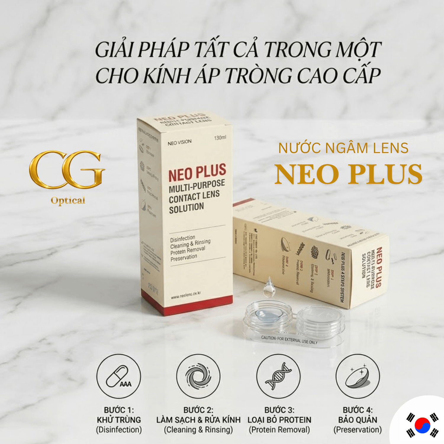 💧 NƯỚC NGÂM KÍNH ÁP TRÒNG NEO PLUS 130ML – HÀN QUỐC - 1
